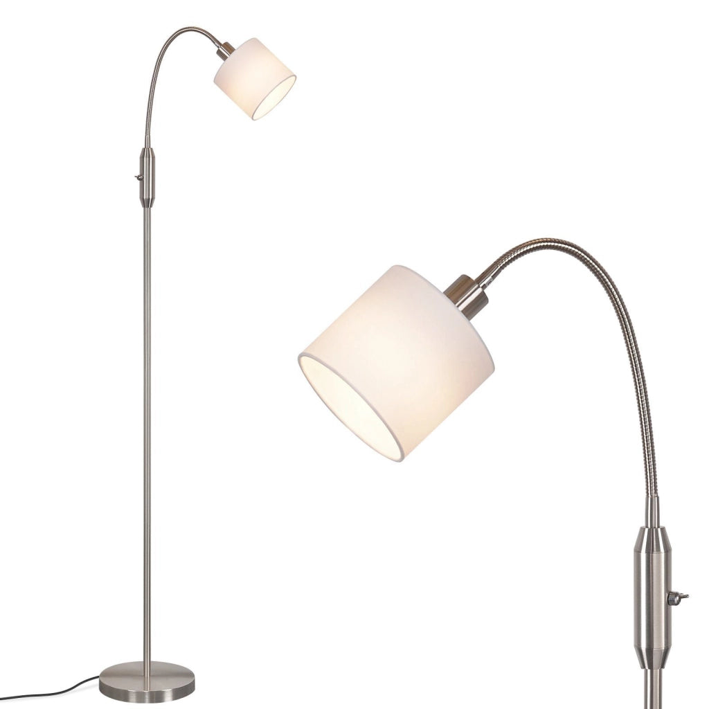 ZMH Lampada da terra vintage argento E14 paralume tessuto arco 360° per soggiorno studio
