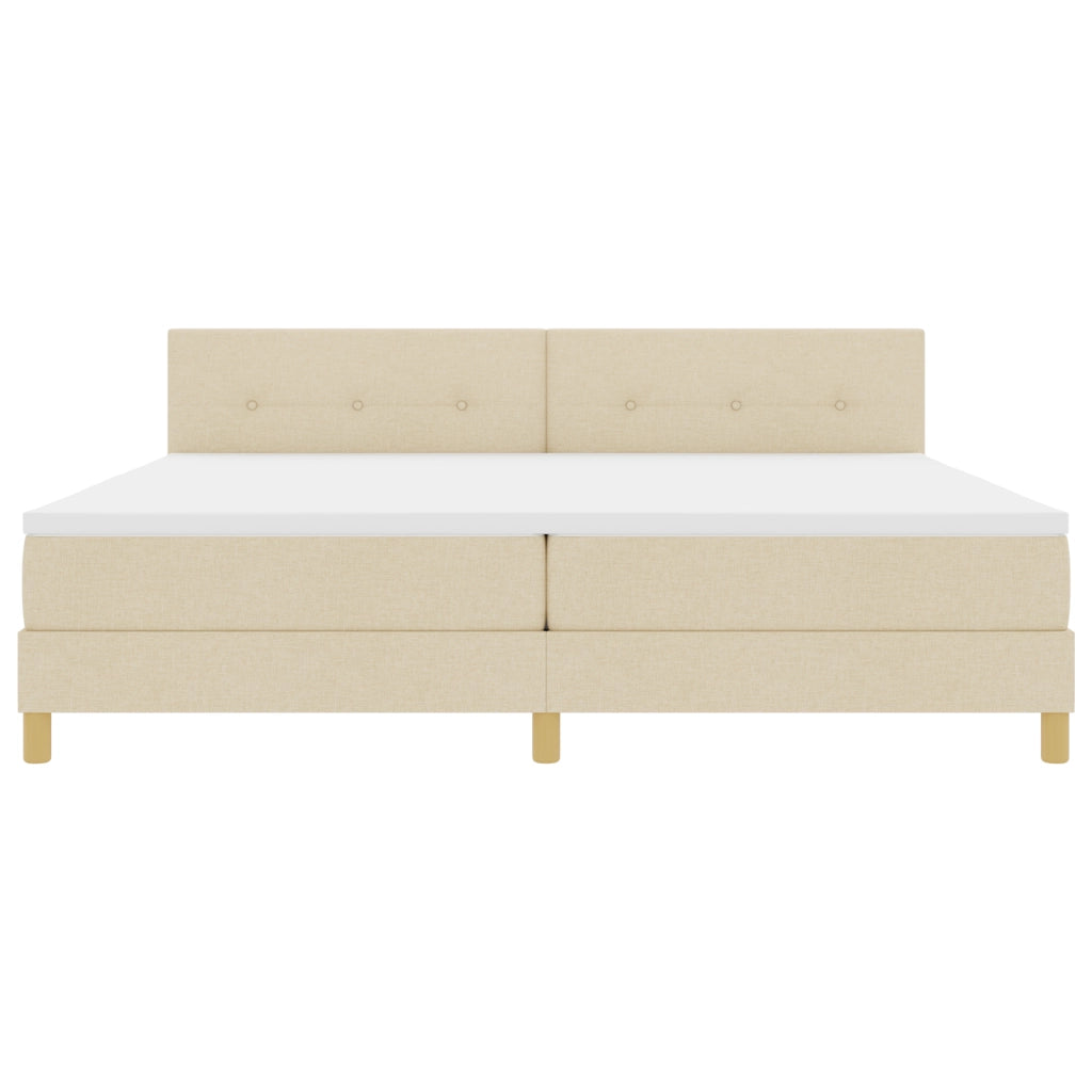 Letto Box Spring con Materasso Panna 200x200 cm Tessuto