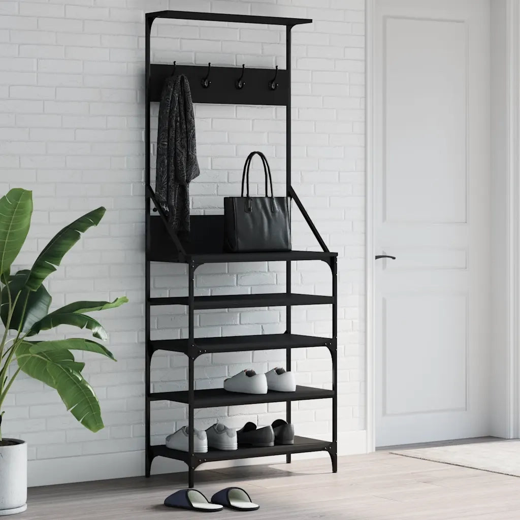 Appendiabiti con Porta Scarpe Nero 70x34x184 cm CFW2771304