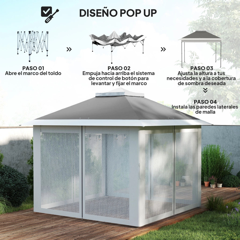Tenda da Giardino Pieghevole 3.3x3.3 m ¨C Minimal ¨C Grigio