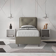 Letto singolo senza rete imbottito 80x210 similpelle cappuccino Appia