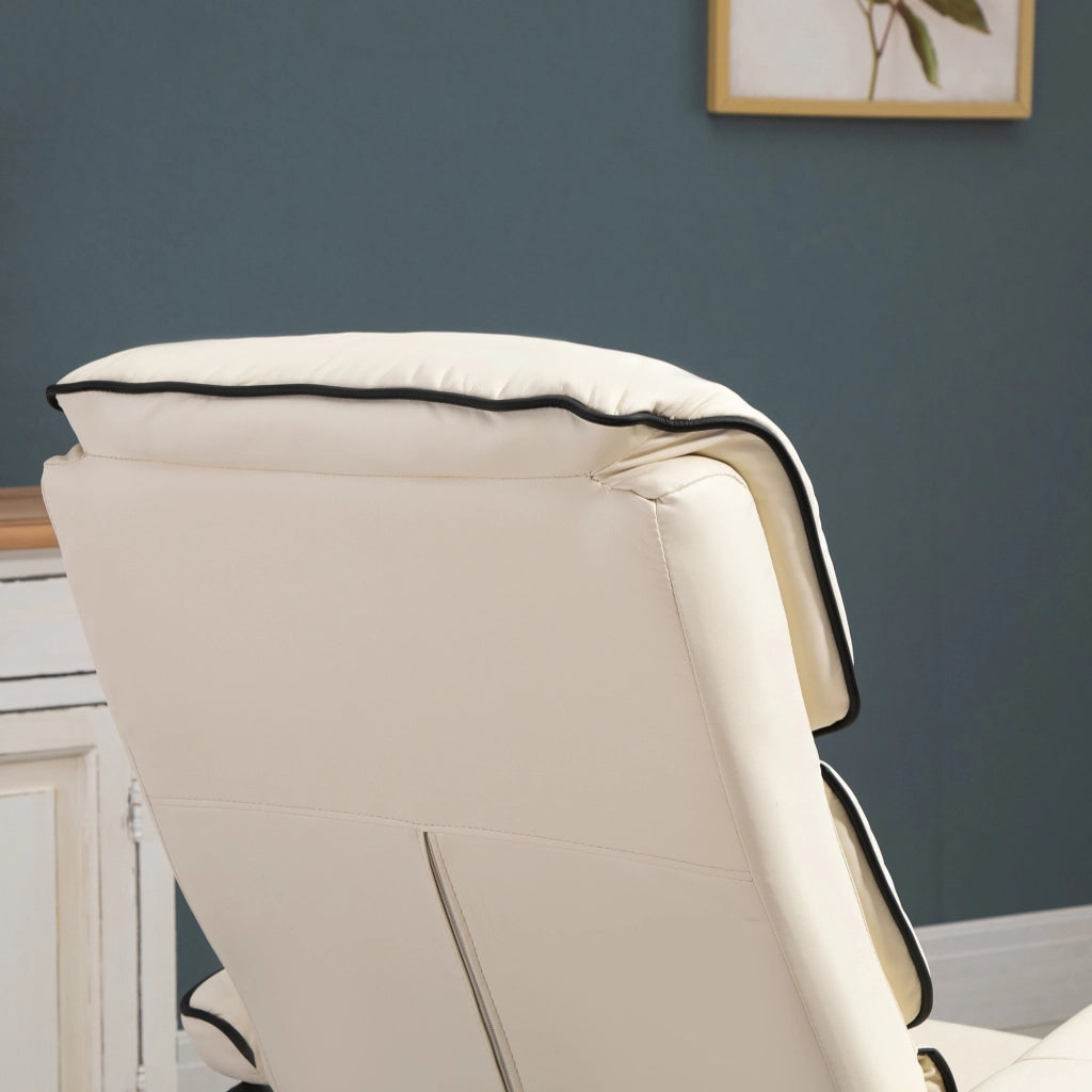 Poltrona relax reclinabile girevole con pouf ¨C zephmum ¨C crema