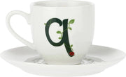 Cup di Caffè Elegante con Piatto e Lettera 'P' in Scatola Regalo