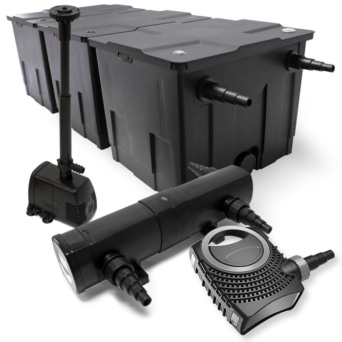 Set: Filtro bio per laghetto 90000l Chiarificatore UVC 18W Pompa 80W Pompa fontana