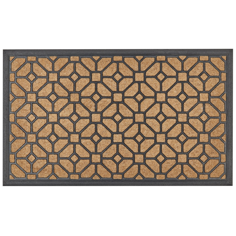 Zerbino in fibra di cocco naturale con fondo in PVC e gomma antiscivolo 45 x 75 cm con motivo geometrico e decorazione moderna per interni