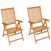 Sedie Giardino 2 pz con Cuscino Rosso a Quadri Massello di Teak 3062389