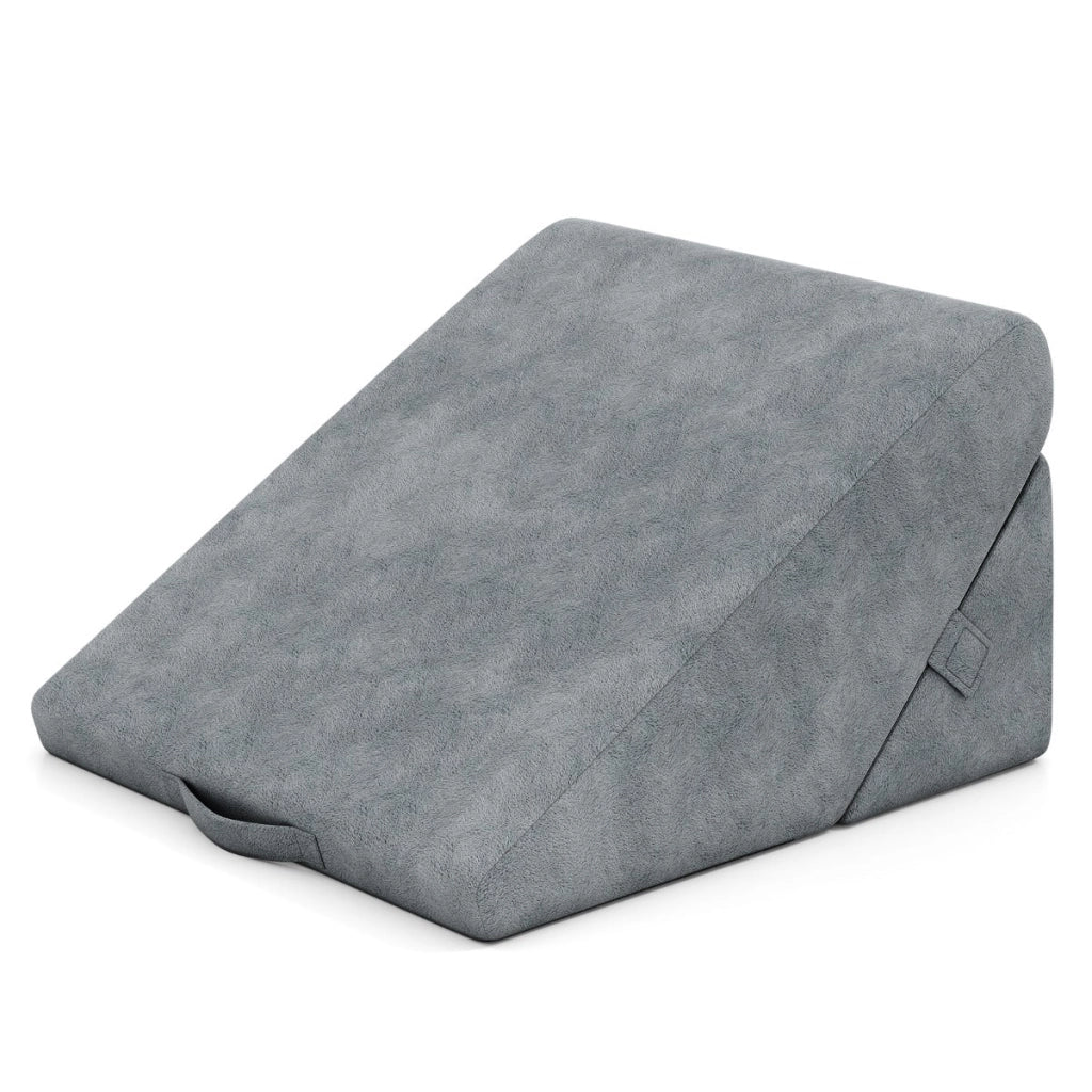 Cuscino triangolare pieghevole 52 x 55 x 33 cm massimo supporto cervicale design ergonomico in flanella grigia 20_0012931
