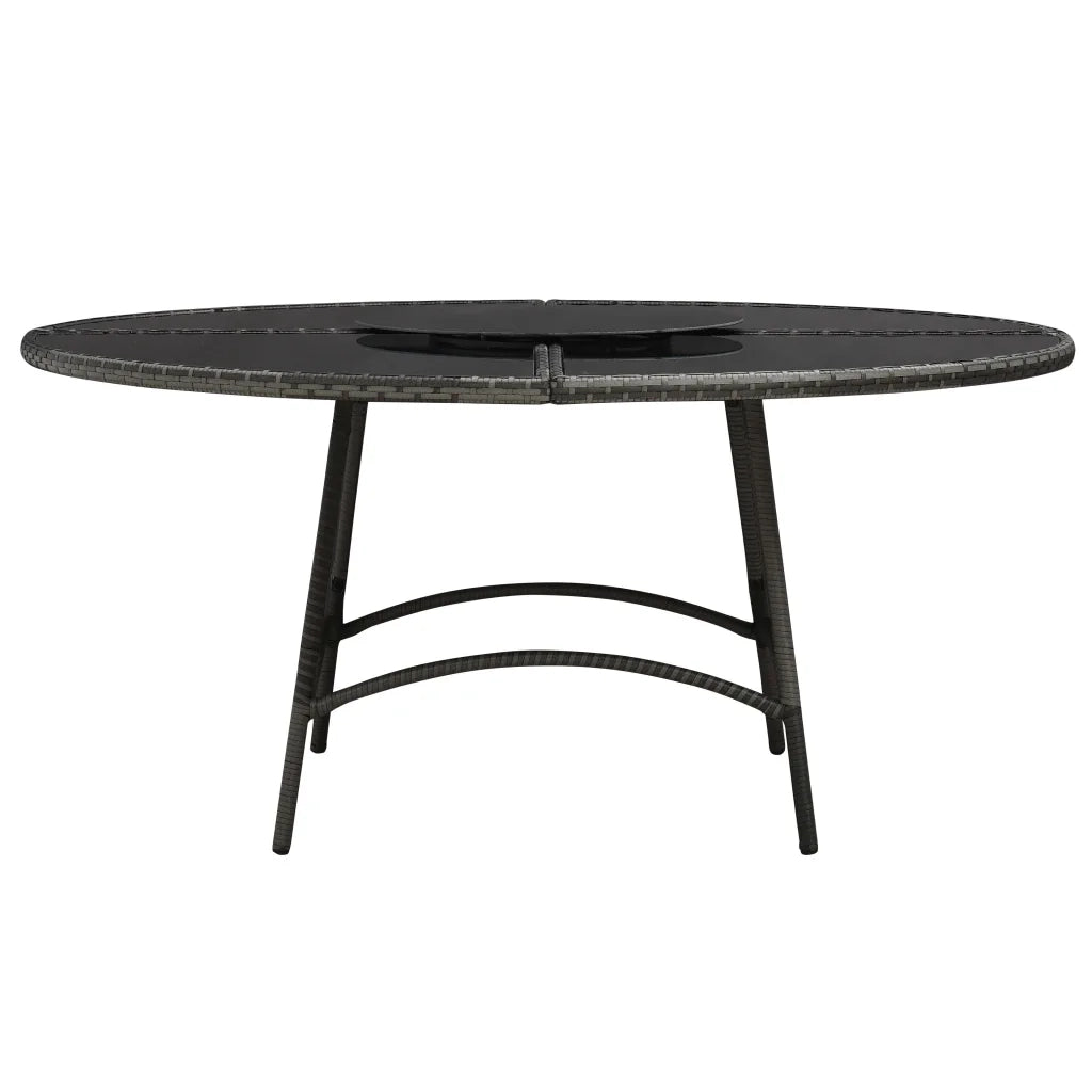 Set da Pranzo per Esterni 7 pz con Cuscini in Polyrattan Grigio 48144