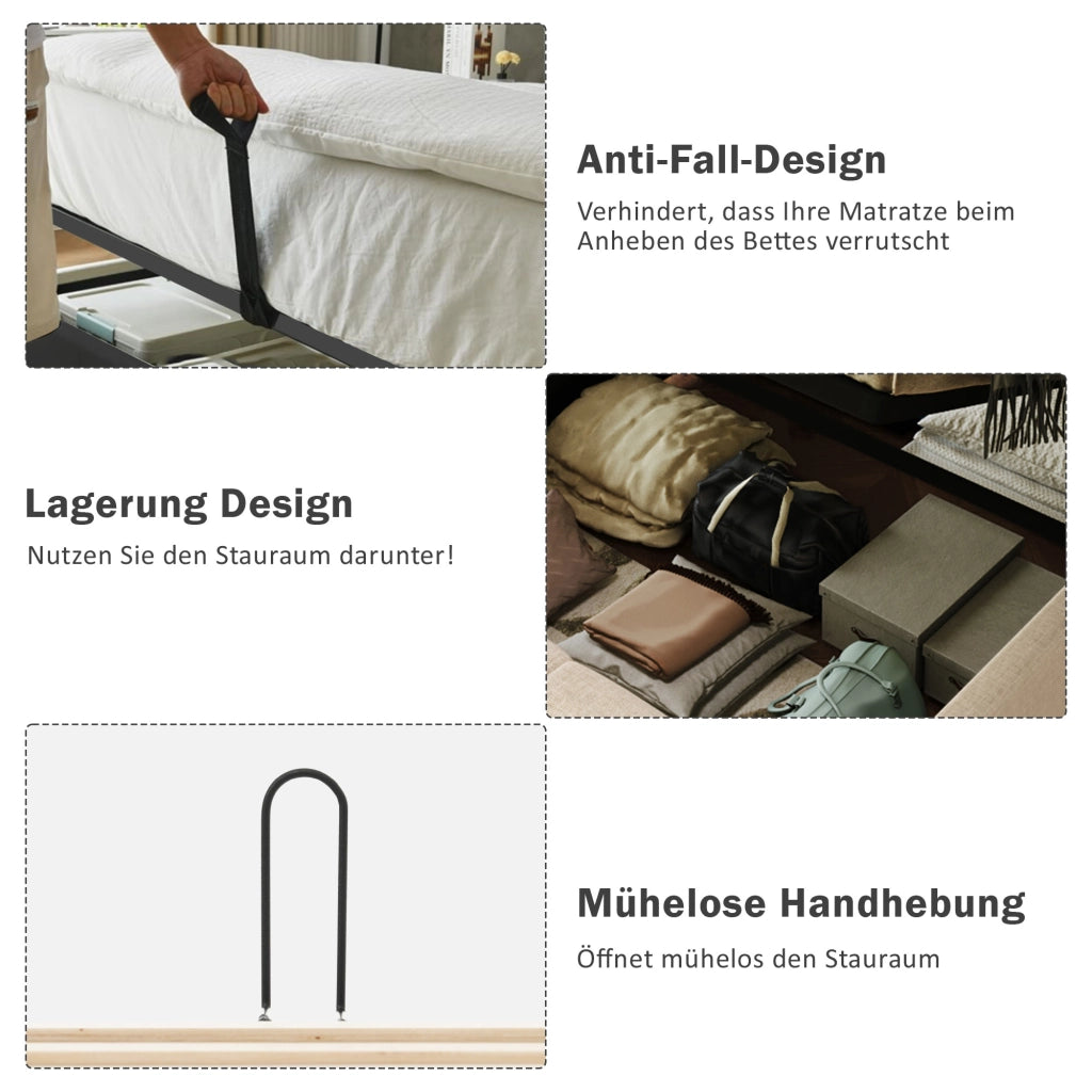 letto imbottito lino beige 90 x 200 cm
