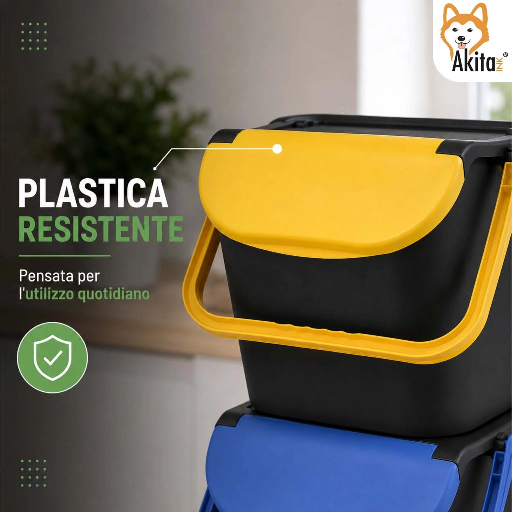 Akitaink Set 3 Pattumiere Tower Bin 30 L Salvaspazio
