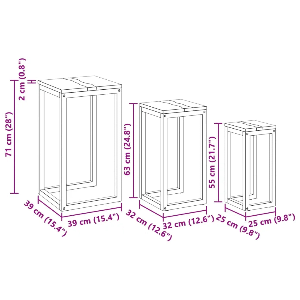 Tavolo Nesting 3 pz Marrone Legno di teak solido CFW6646680