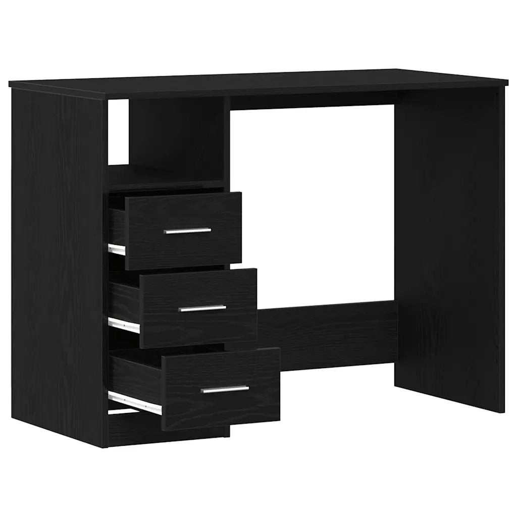 Scrivania Cassetti Rovere Nero 102x50x76 cm Legno Multistrato