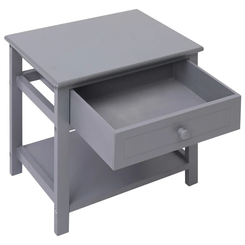 Comodini 2pz-Set di 2 Tavolino da notte Grigi 40x29x42 cm in Legno di Paulonia