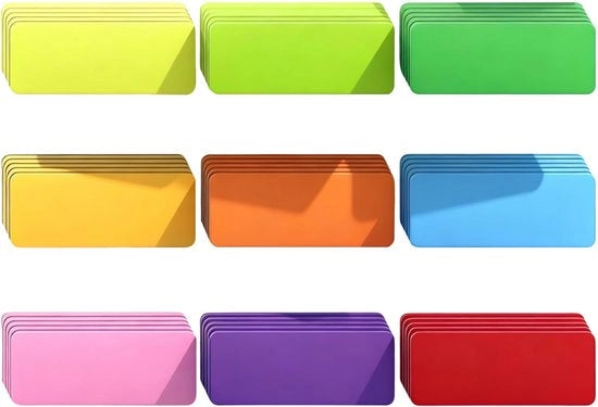 Etichette magnetiche 54 pezzi - Etichette riutilizzabili/rimovibili - 8 x 3 cm - Carta di alta qualità con finitura speciale - Adatte per frigorifero/whiteboard - Magnetizzate
