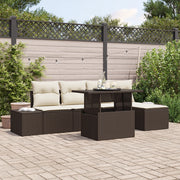 Set di 6 divani da giardino con cuscini Rattan poliestere marrone