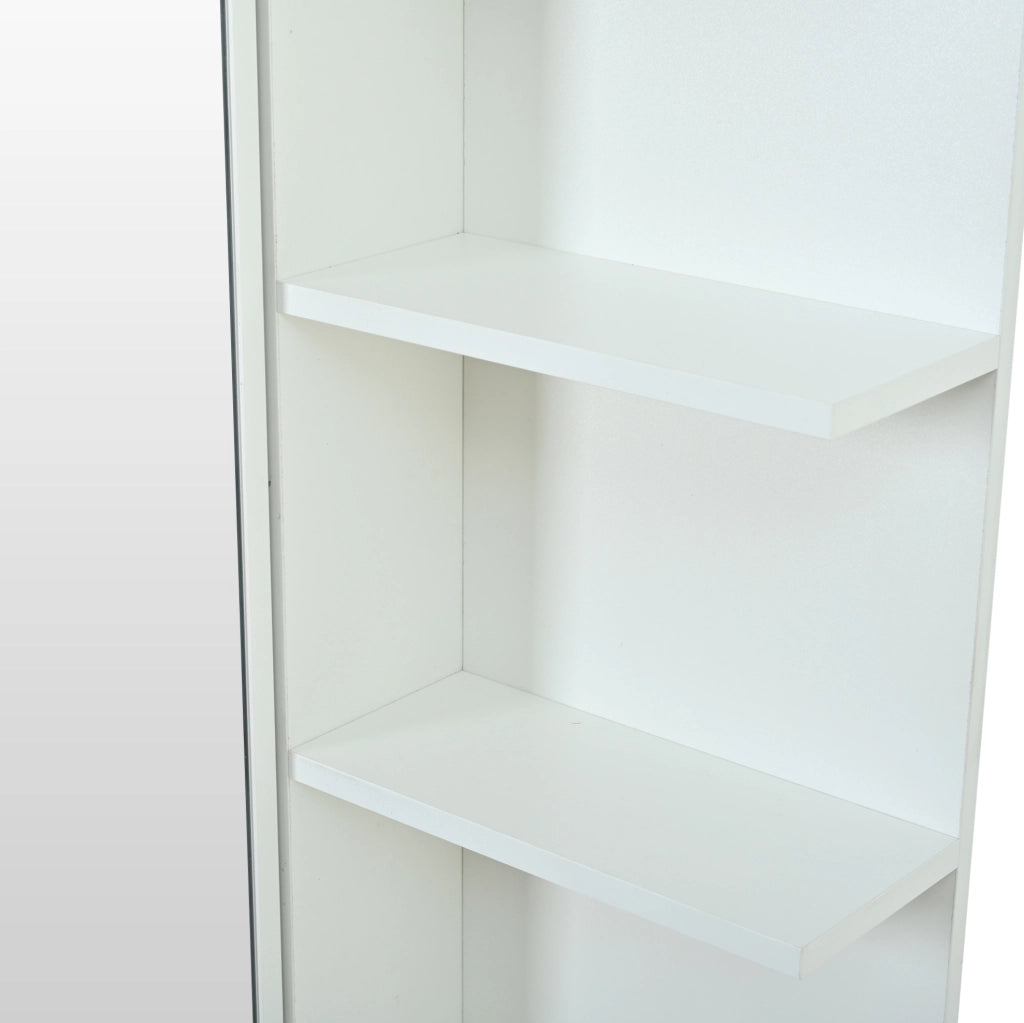 Mobile ingresso 85x40x180 cm con specchio; 2 ante; 5 ripiani e scarpiera; bianco
