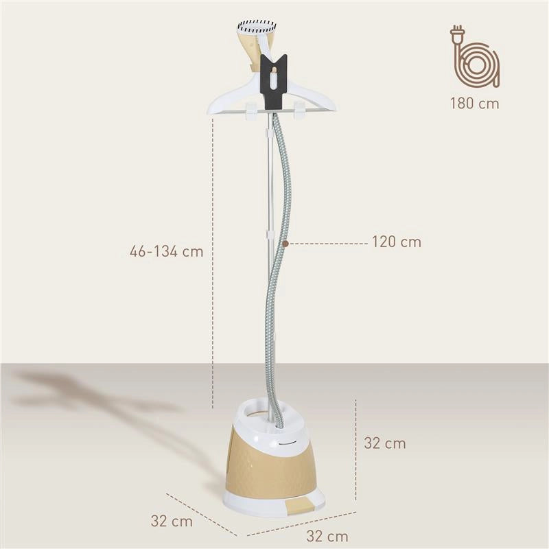 FERRO DA STIRO VERTICALE A VAPORE 1800W CON SERBATOIO 1.8L ALTEZZA REGOLABILE 32X32X32 CM E ACCESSORI ORO