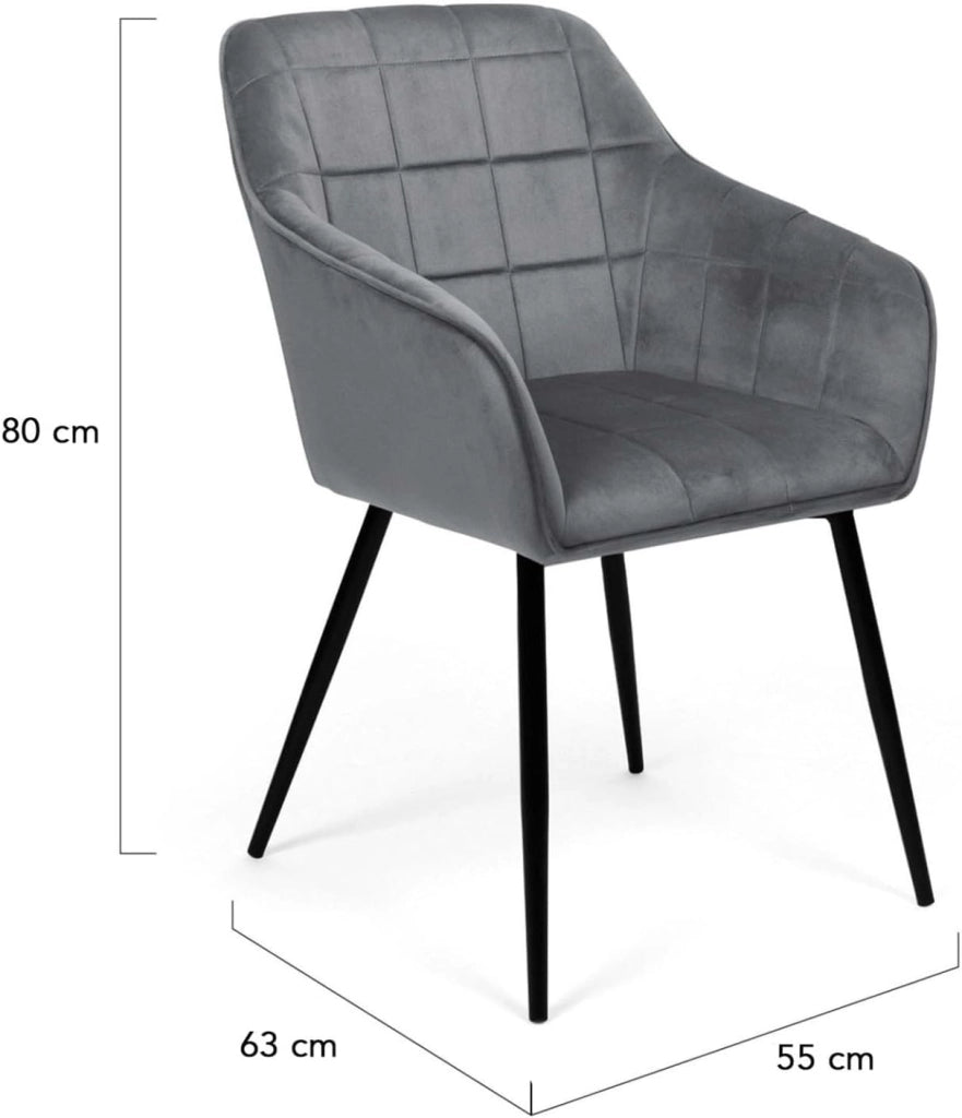 Set di 2 sedie da pranzo MADY in velluto grigio chiaro