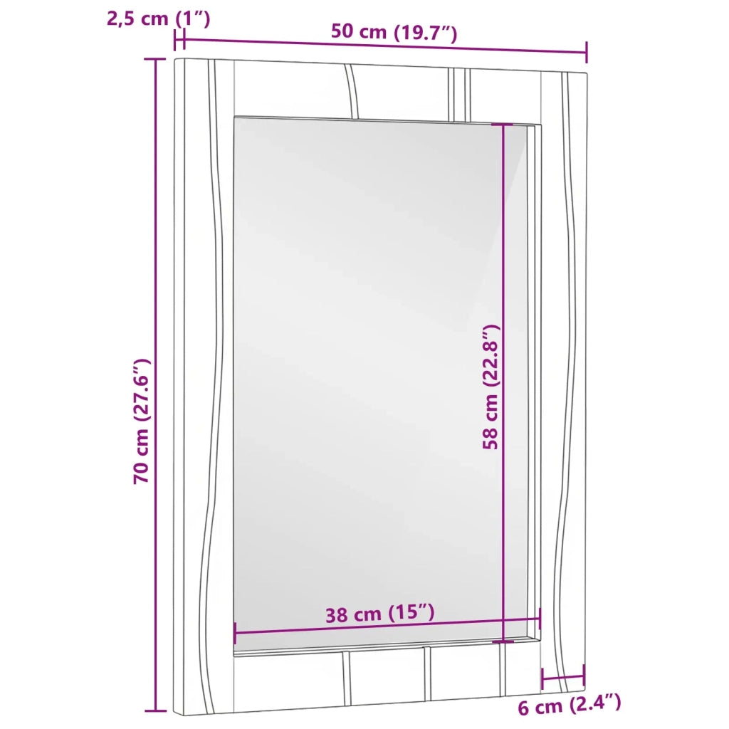 Specchio da bagno con specchio Marrone 70 x 50 x 2,5 cm 4017967
