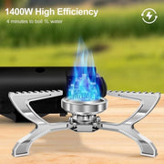 Campingkooktoestellopponibile 1400 W Portatile Stufa a Butano con Borsa di Ricarica - Ideale per Campeggiare, Roadtrip e Emergenze - Resistente al Ruggine - Cucina all'aperto