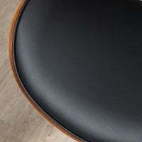 Sedia da Ufficio dal Design Vintage, Altezza Regolabile, Girevole 360°, Legno di Pioppo, Rivestimento Sintetico, 53 x 53 x 77-87 cm, Nero