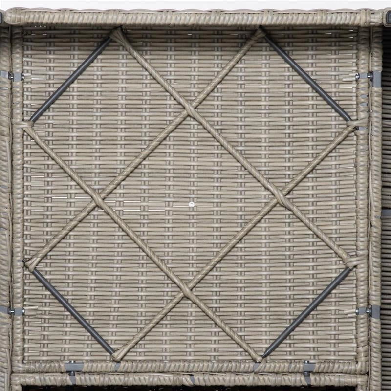 SET MOBILI DA GIARDINO 4 PEZZI IN RATTAN PE 1 DIVANO, 2 POLTRONE, 1 TAVOLINO E CUSCINI RIMOVIBILI E LAVABILI, KAKI E BEIGE