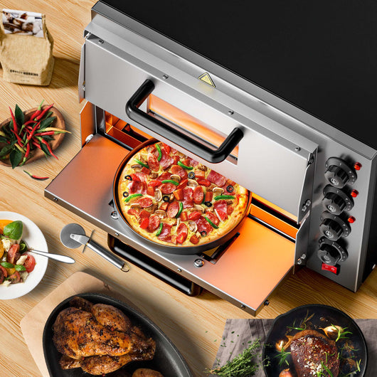 Forno pizza elettrico a 2 livelli, con pietra refrattaria in cordierite, 3000W, 350°C Fornetto pizza