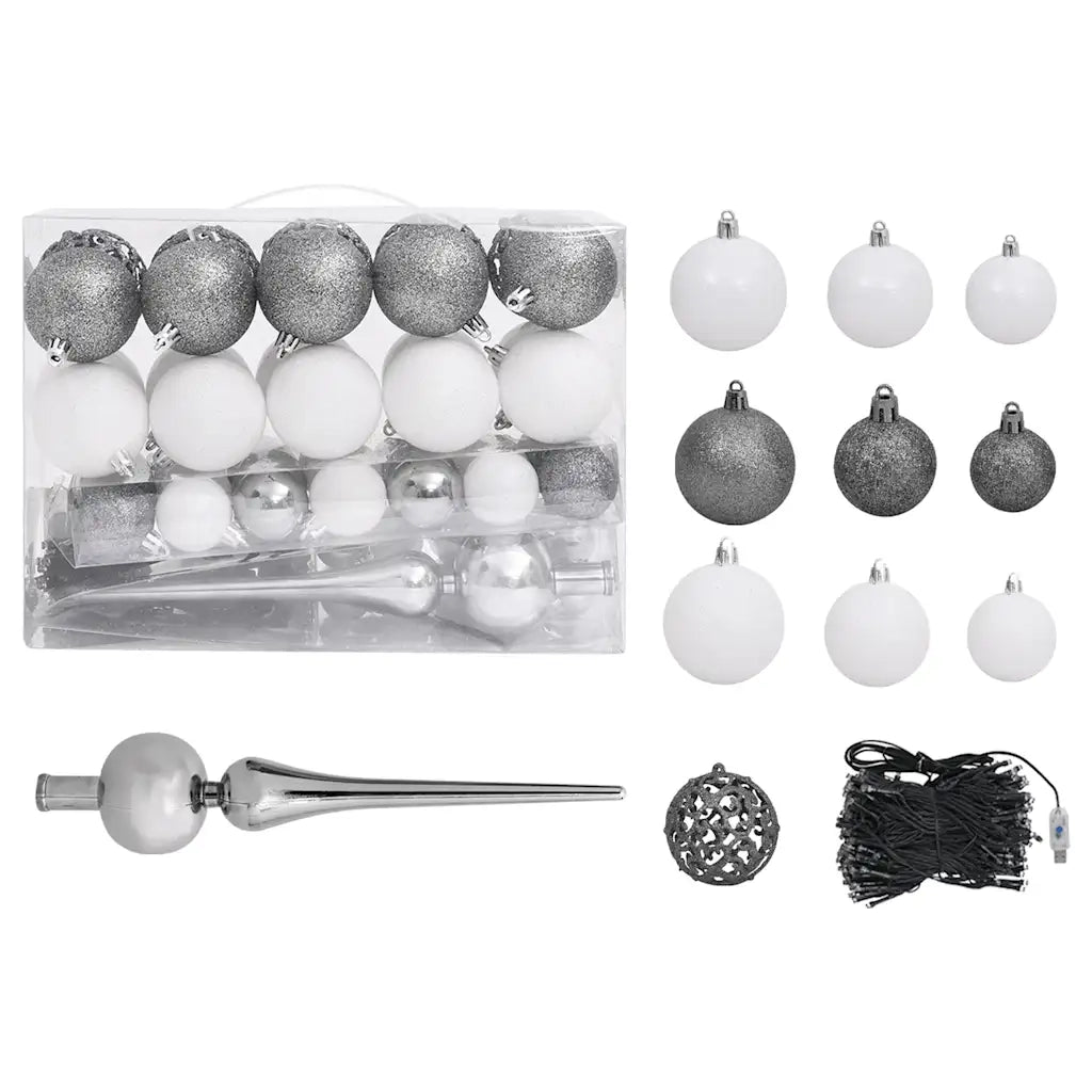 Set Albero Natale Artificiale a MetÃ  LED e Palline Verde 240cm  cod mxl 17225