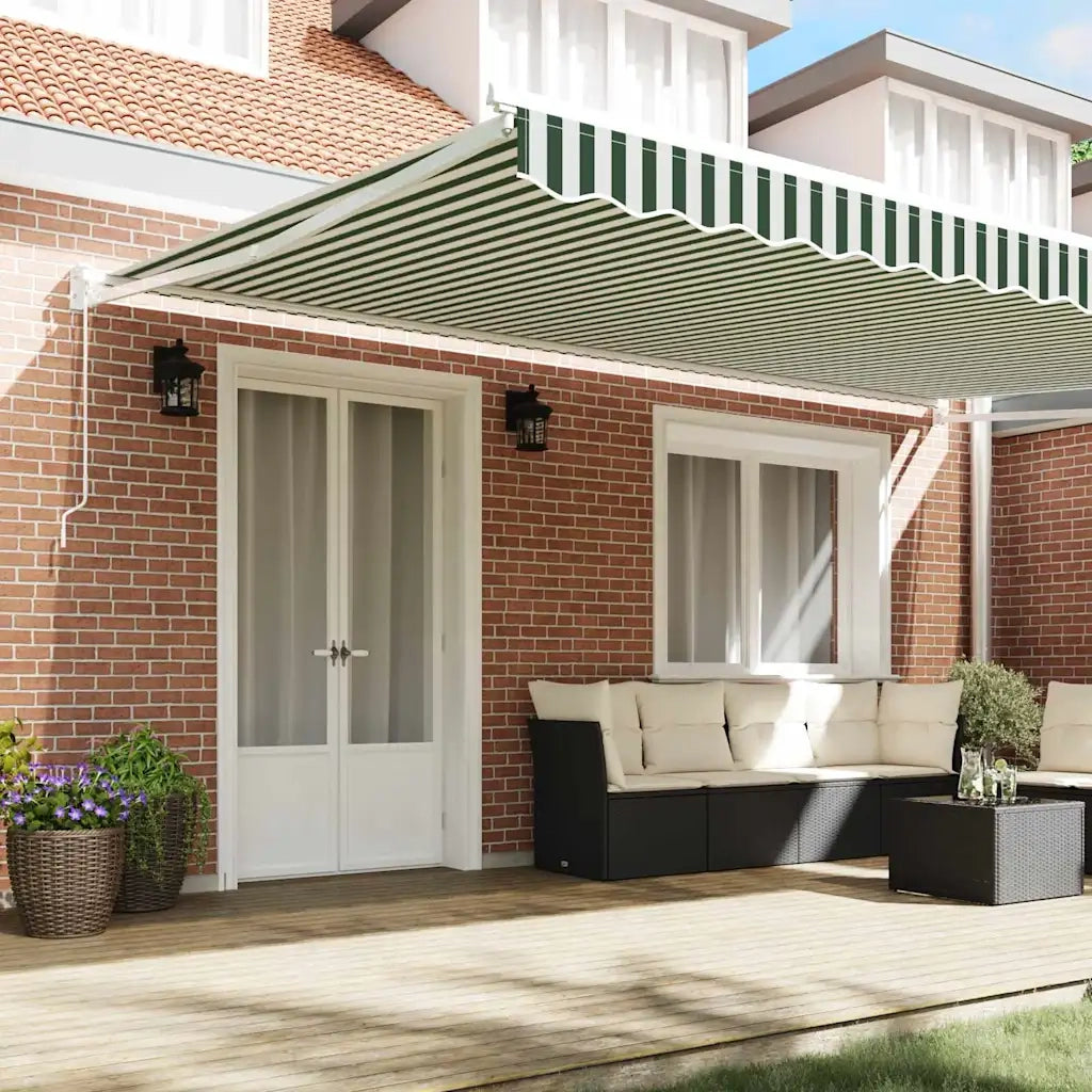 Tenda Retrattile Verde e Bianco 500 × 300 cm 3331467