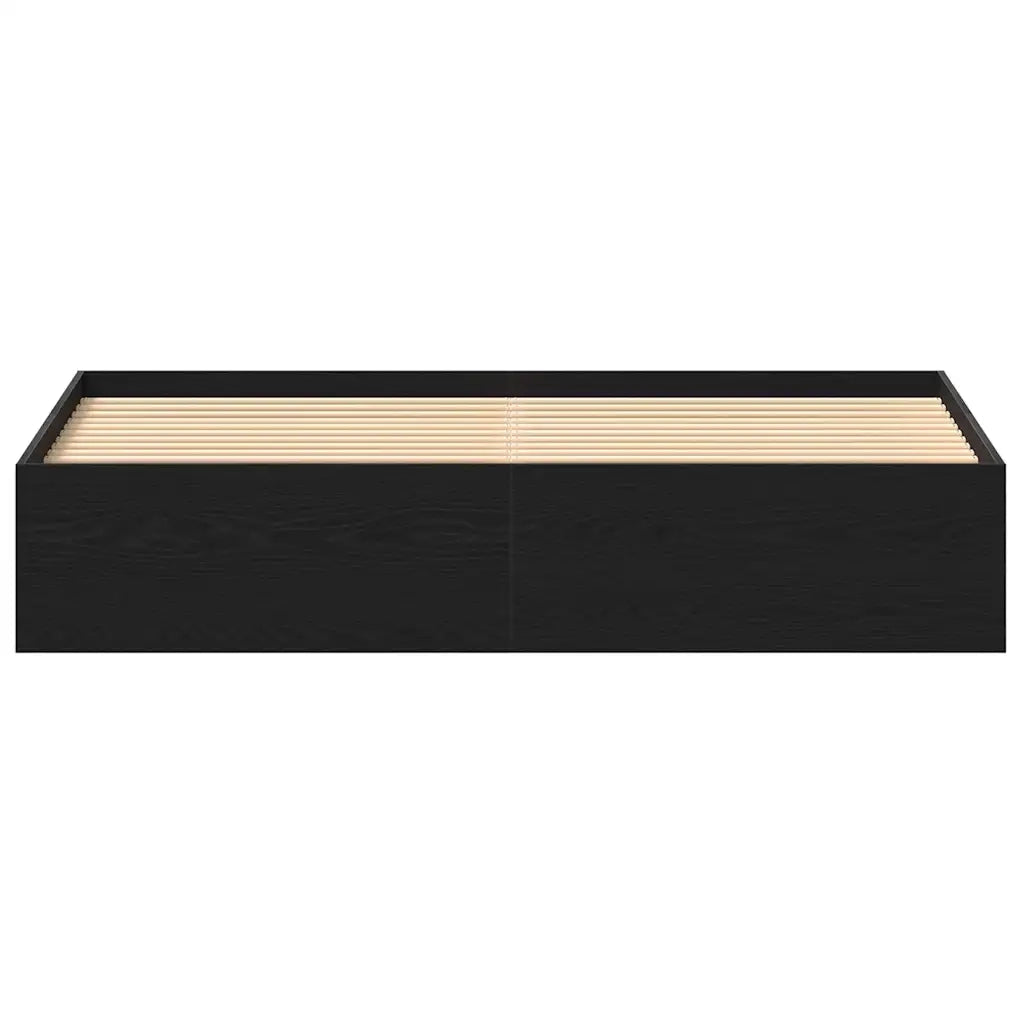 Letto matrimoniale | Letto per adulti | Giroletto senza Materasso Rovere Nero 200x200 cm Truciolato