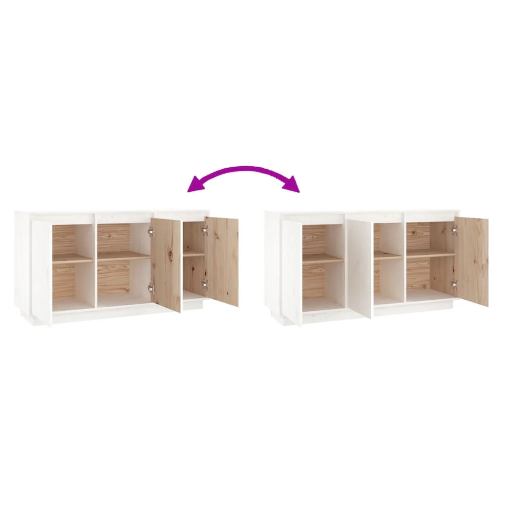 Buffet credenza cassettiera armadio mobile contenitore organizer per cucina soggiorno salotto 111 x 34 x 60 cm legno massello di pino bianco 02_0030201