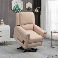 Poltrona Alzapersona Reclinabile fino a 135° con Telecomando e Poggiapiedi, 88x92x106 cm, Marrone Chiaro