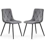 Set di 2 Sedie in velluto trapuntate MILO Grafite Scuro gambe nere