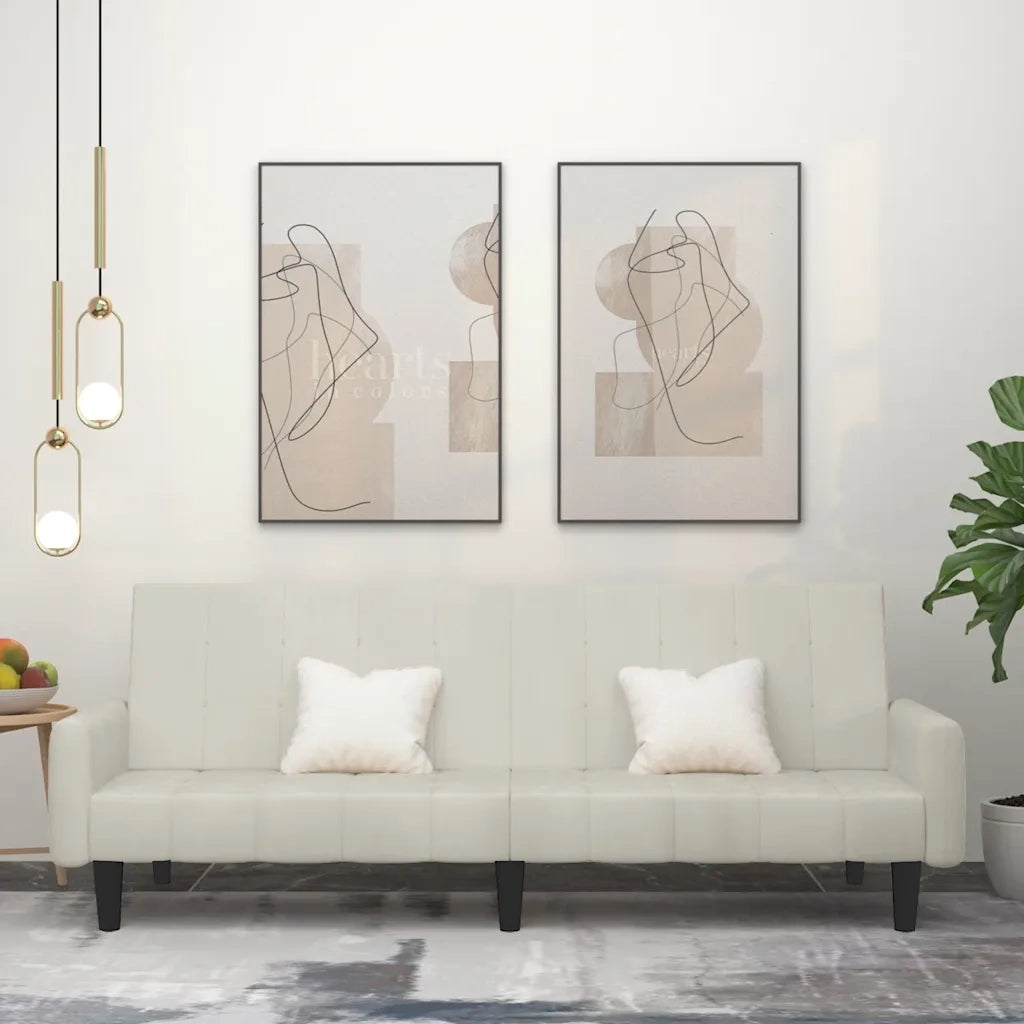 Divano letto | Sof¨¤ letto | Letto singolo a 2 Posti Crema in Velluto