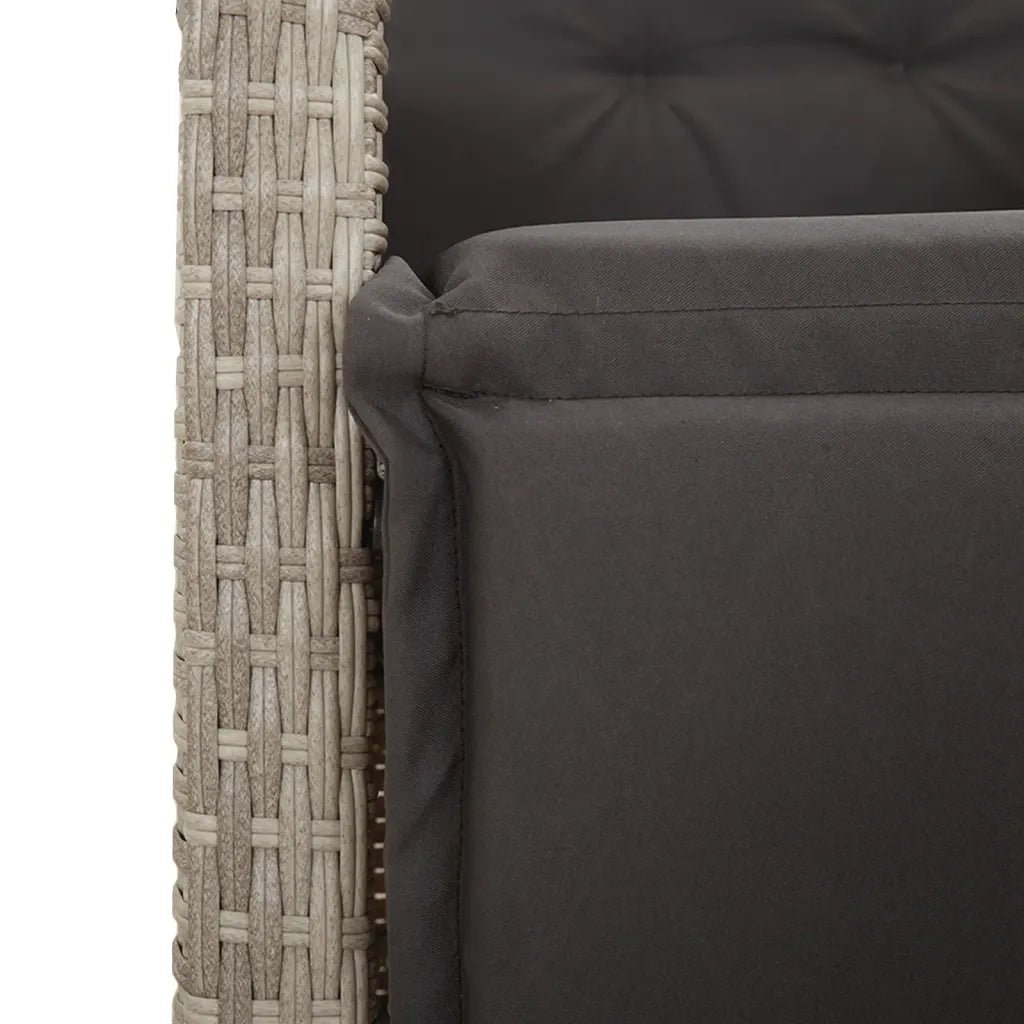 Set Pranzo da Giardino 9pz con Cuscini Grigio Chiaro Polyrattan