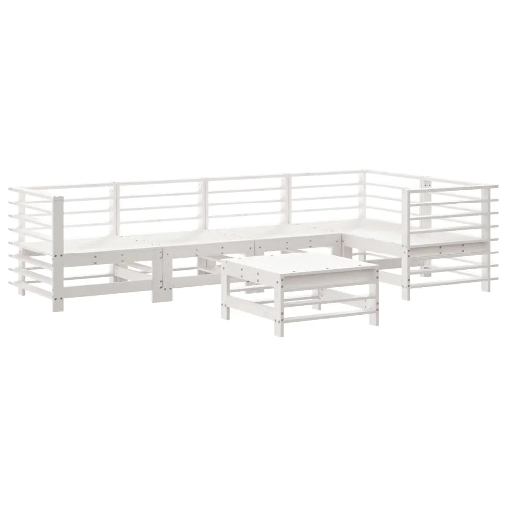 Set Divani da Giardino 6pz con Cuscini in Legno Massello Bianco 3186005