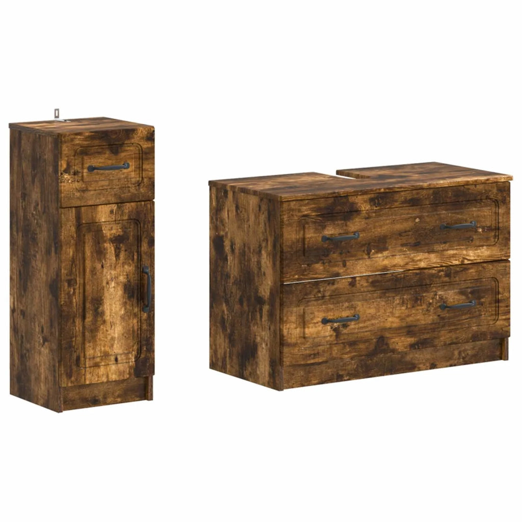 Set di Armadi da Bagno da 2 Pezzi UTRECHT Rovere Fumo 3417734