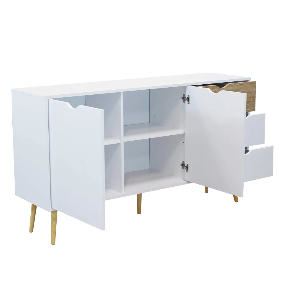 MOBILE BRADLEY IN LEGNO NATURALE CON 2 ANTE 3 CASSETTI 147 X 39 X H82 CM