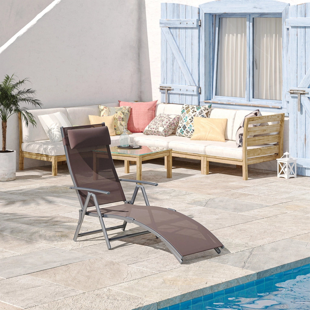 Chaise longue pieghevole ¨C zephmum ¨C textil¨¨ne marrone 137x64x101 cm