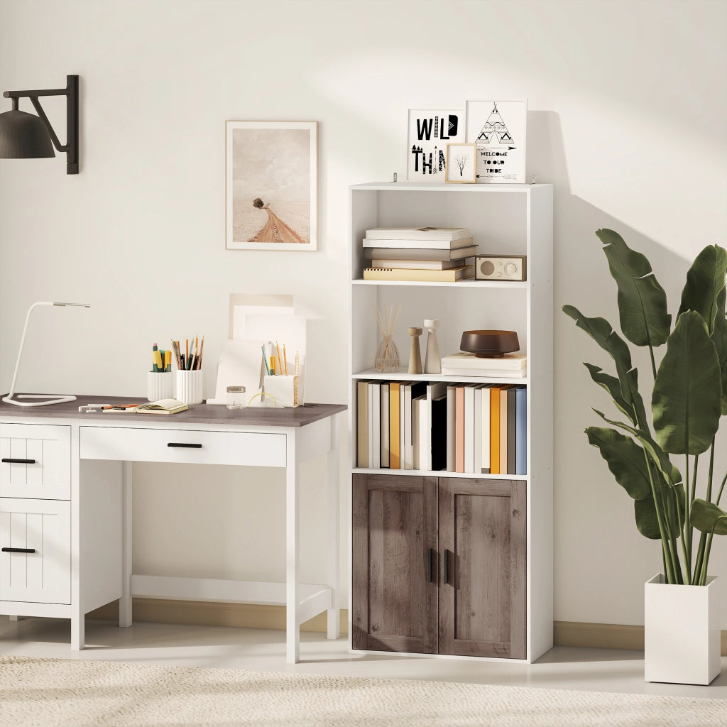 Libreria con ante e scaffali aperti ¨C Zephmum ¨C Bianco 60x30x149.5 cm