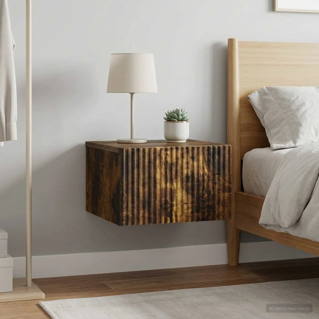 Mobiletto da notte a muro 2 pcs Rovere Fumo 33 x 34,5 x 20 cm 898436