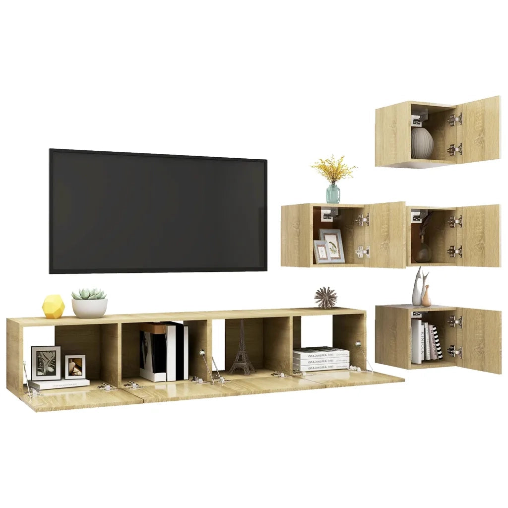 Set Porta TV 6 pz Rovere Sonoma in Truciolato cod mxl 11937