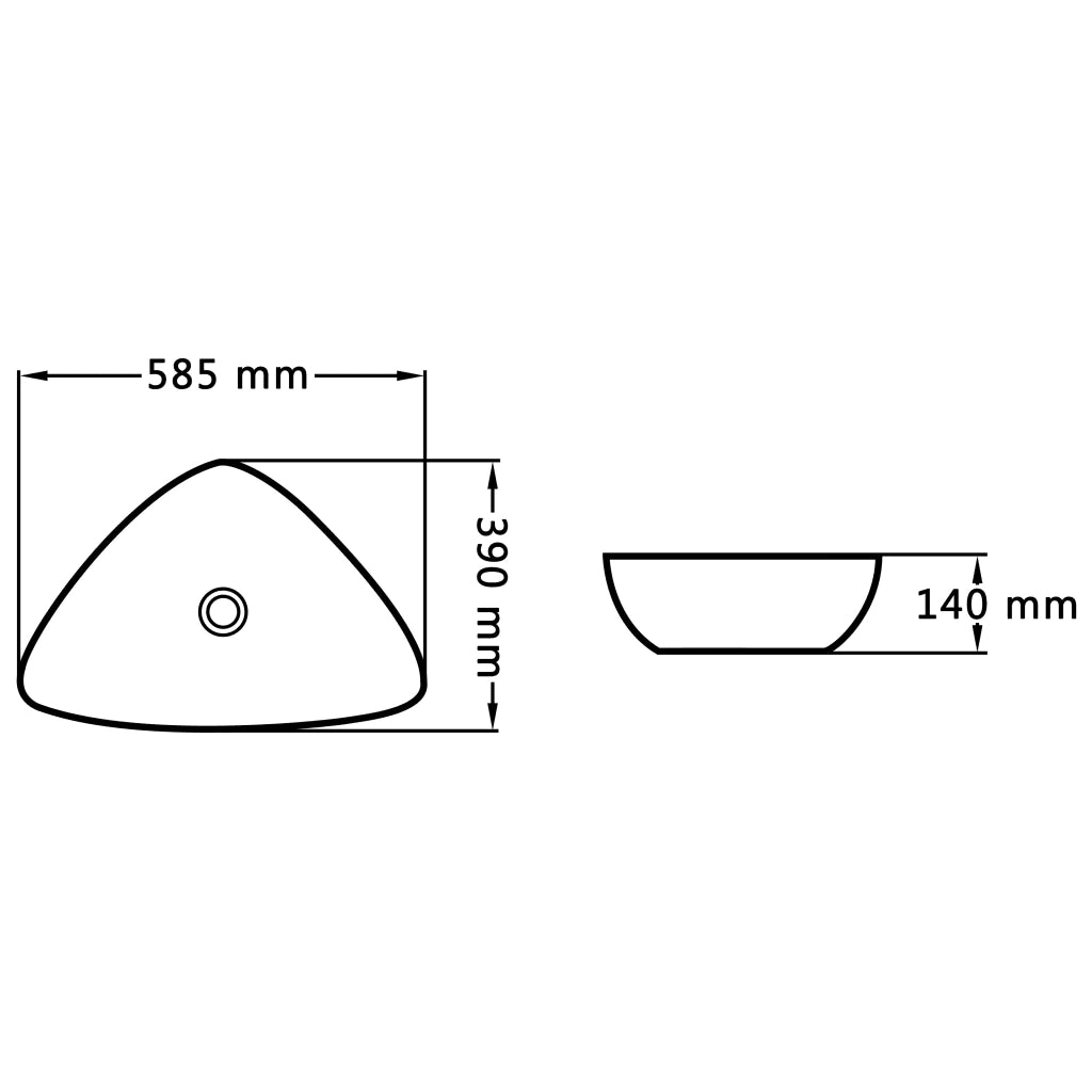 Lavandino-Lavabo-Lavello 58,5x39x14 cm in Ceramica Bianco