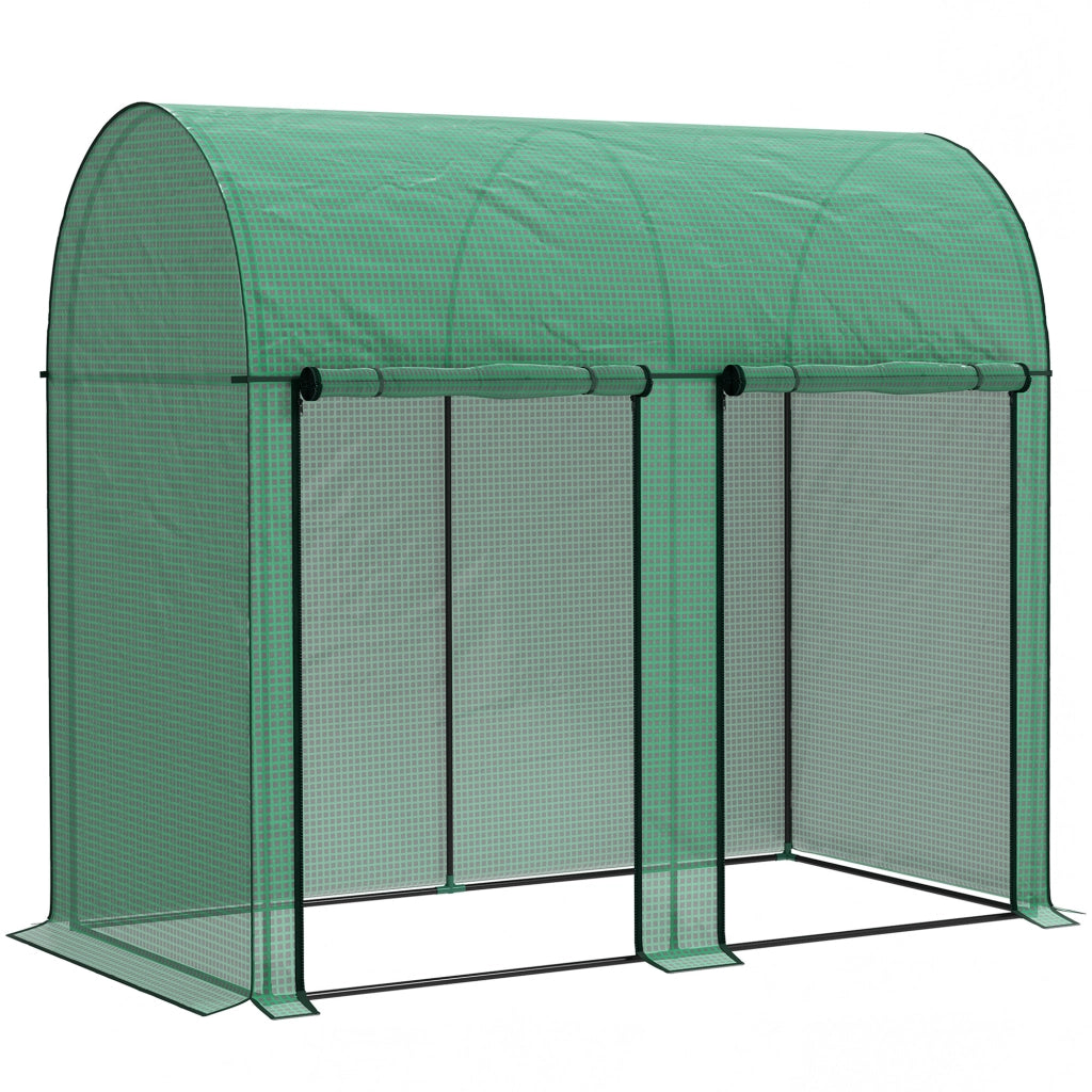 Serra da Giardino 200x100x178 cm 2 Porte Avvolgibili Copertura in PE 140g/m² Anti-UV Verde