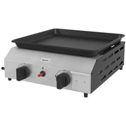 PIASTRA BARBECUE A GAS CON 2 BRUCIATORI, PIANO ANTIADERENTE E POTENZA 4.8KW, ARGENTO