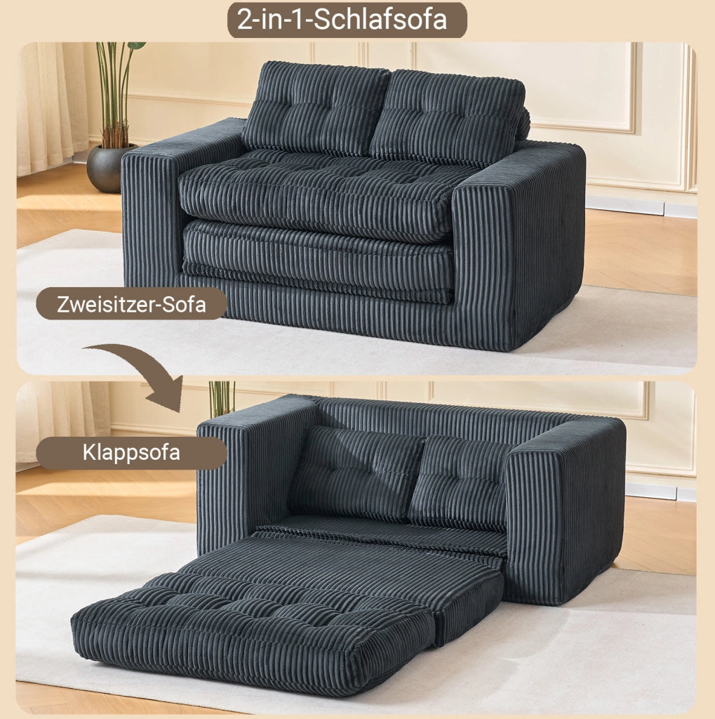 DIVANO LETTO 2 POSTI PIEGHEVOLE  NERO IN TESSUTO
