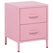 Comodino in Acciaio Rosa Design Industriale 2 Cassetti Camera da Letto Mobili Contenitori