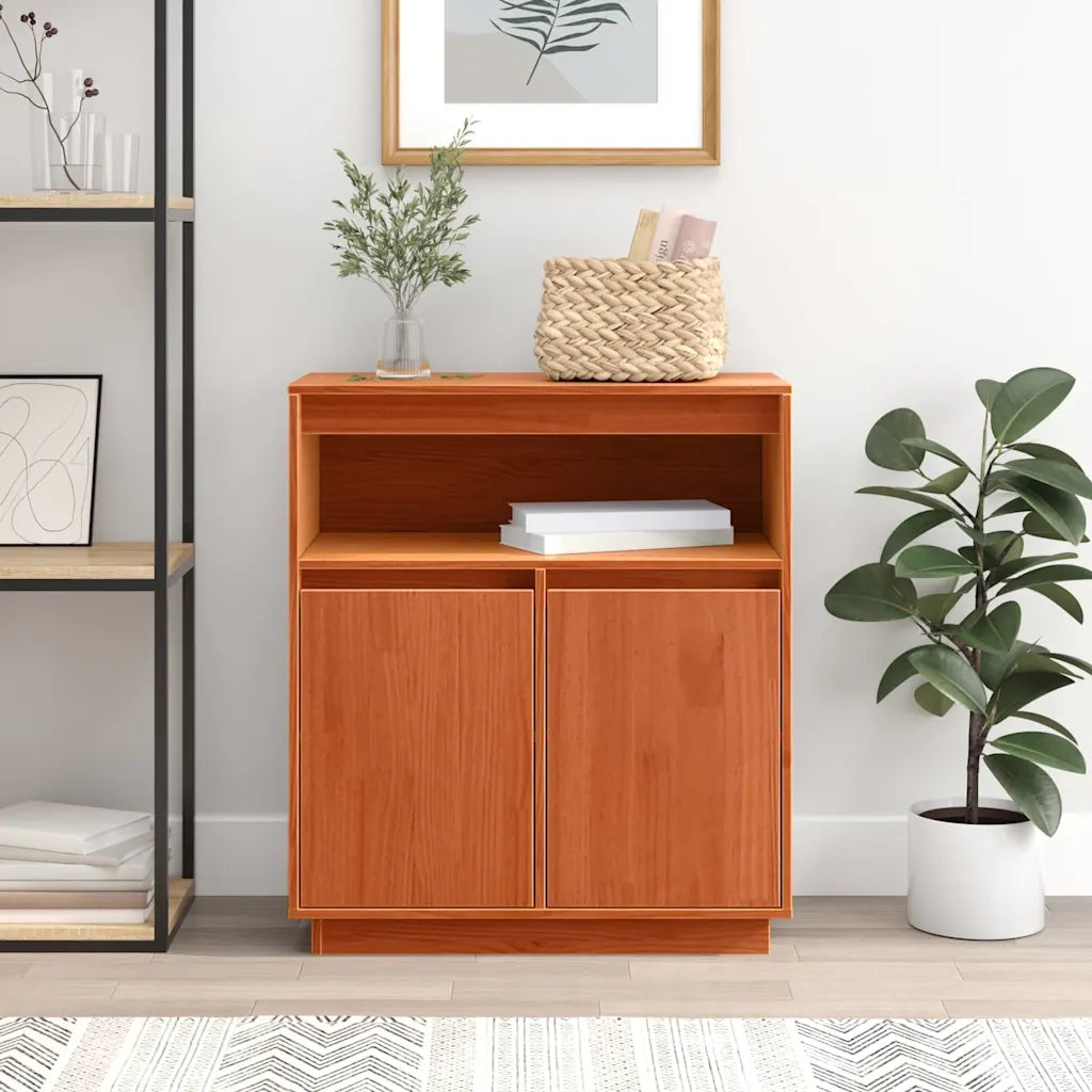 vidaXL Credenza Cera marrone 70 x 34 x 80 cm Legno di pino massello