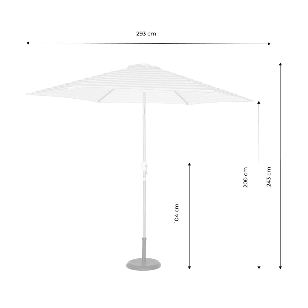 Ombrellone rettangolare asta effetto legno, 3x3m, righe beige
