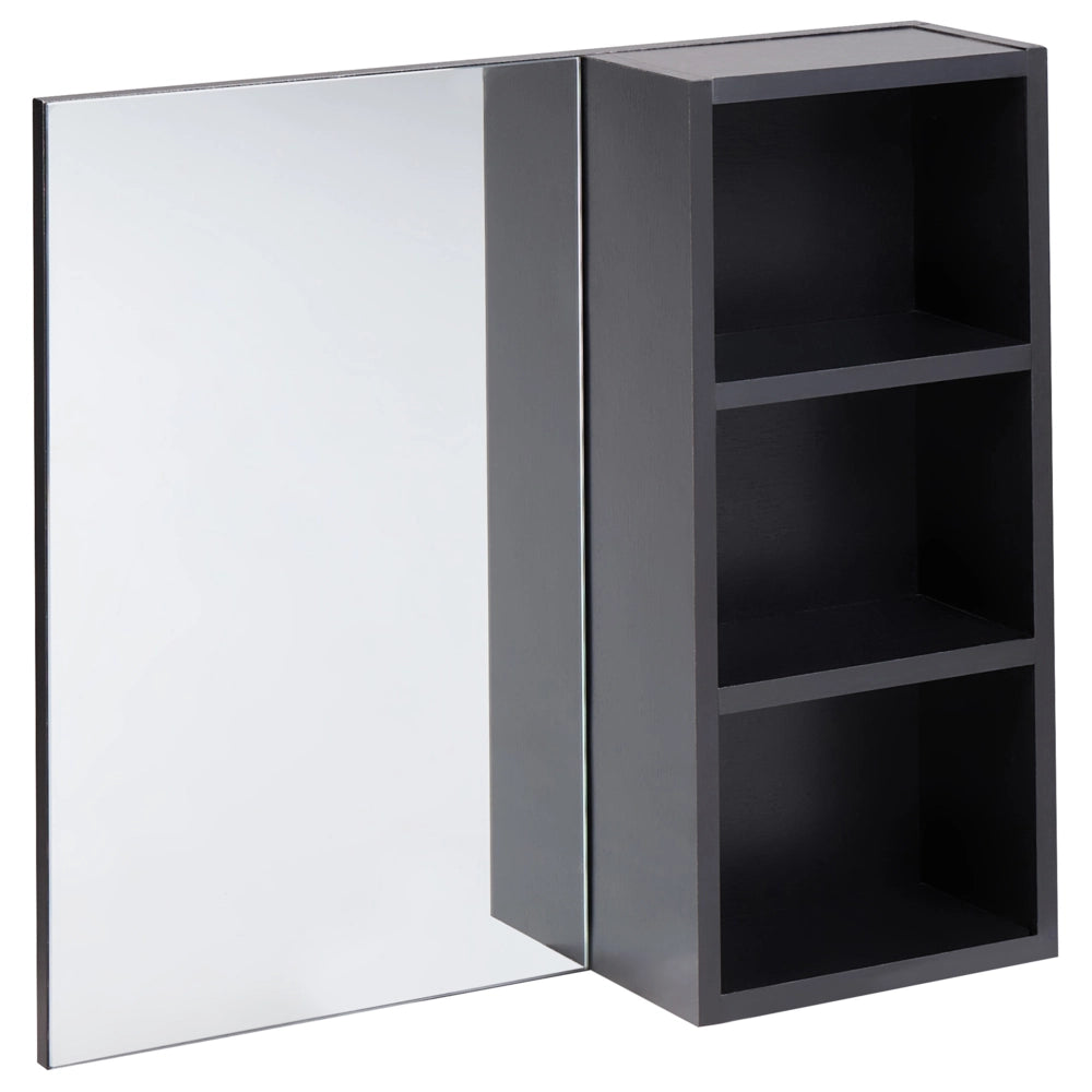 Mobiletto da bagno a parete con armadio a specchio effetto marmo nero Finitura melaminica